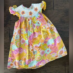 Vibrant Floral Kids Dress with Ruffled Sleeves
